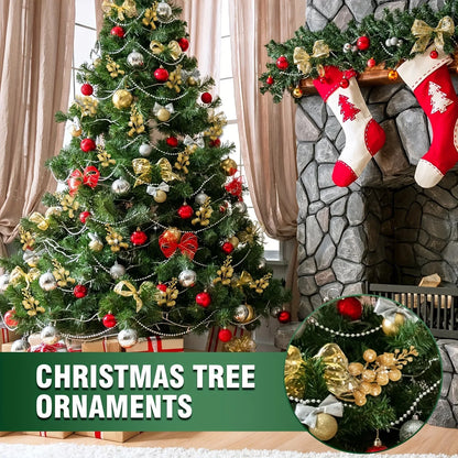 Purilite Select Glitter Artificial Flower & Berry Bouquet – 8/15 Pcs Christmas Decoration Set | Festive Xmas Tree Ornaments & Home Décor Accessory for New Year 2025