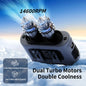 Socool 14500mAh Portable Waist Fan Dual Airflow Outlet Turbo Motors with Four Clips Emergency Flashlight Power Bank for Outdoor