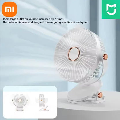 Xiaomi 8000mAh Clip Electric Fan 5 Speed Quiet Rechargeable Desktop Portable Air Circulator Wireless Fan With LED Light Camping