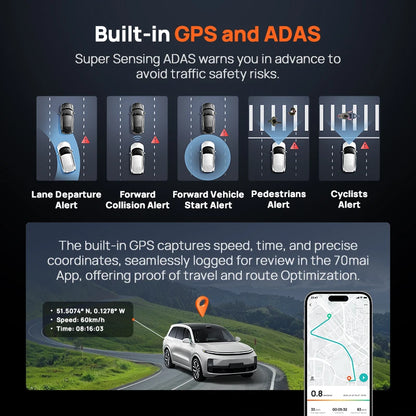 Purilite Select 4K UHD Smart Dash Camera | 2160P HDR 60FPS with GPS, Wi-Fi 6, ADAS & Parking Monitor