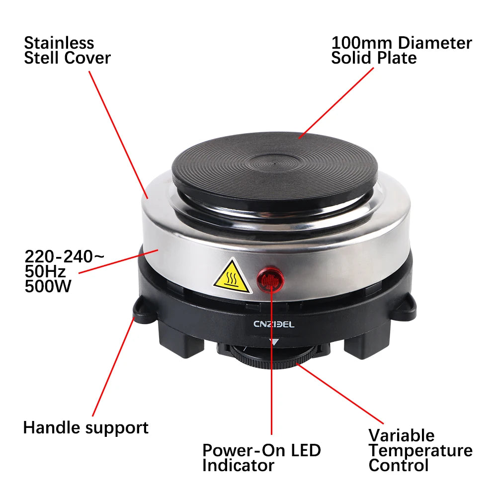 Purilite Select 500W Mini Electric Heater Stove – Multifunctional Hot Plate for Milk, Water & Coffee (EU Plug)