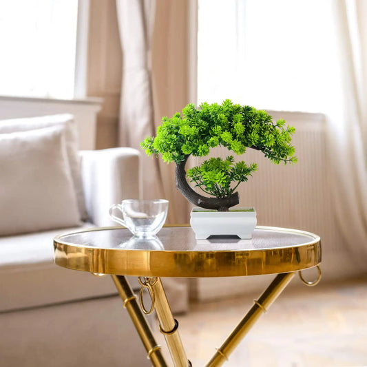 Purilite Select Small Artificial Potted Bonsai Plant – Realistic Mini Greenery Desk Décor for Home, Office, Bathroom, Bookshelf and Indoor Decoration - PuriLite