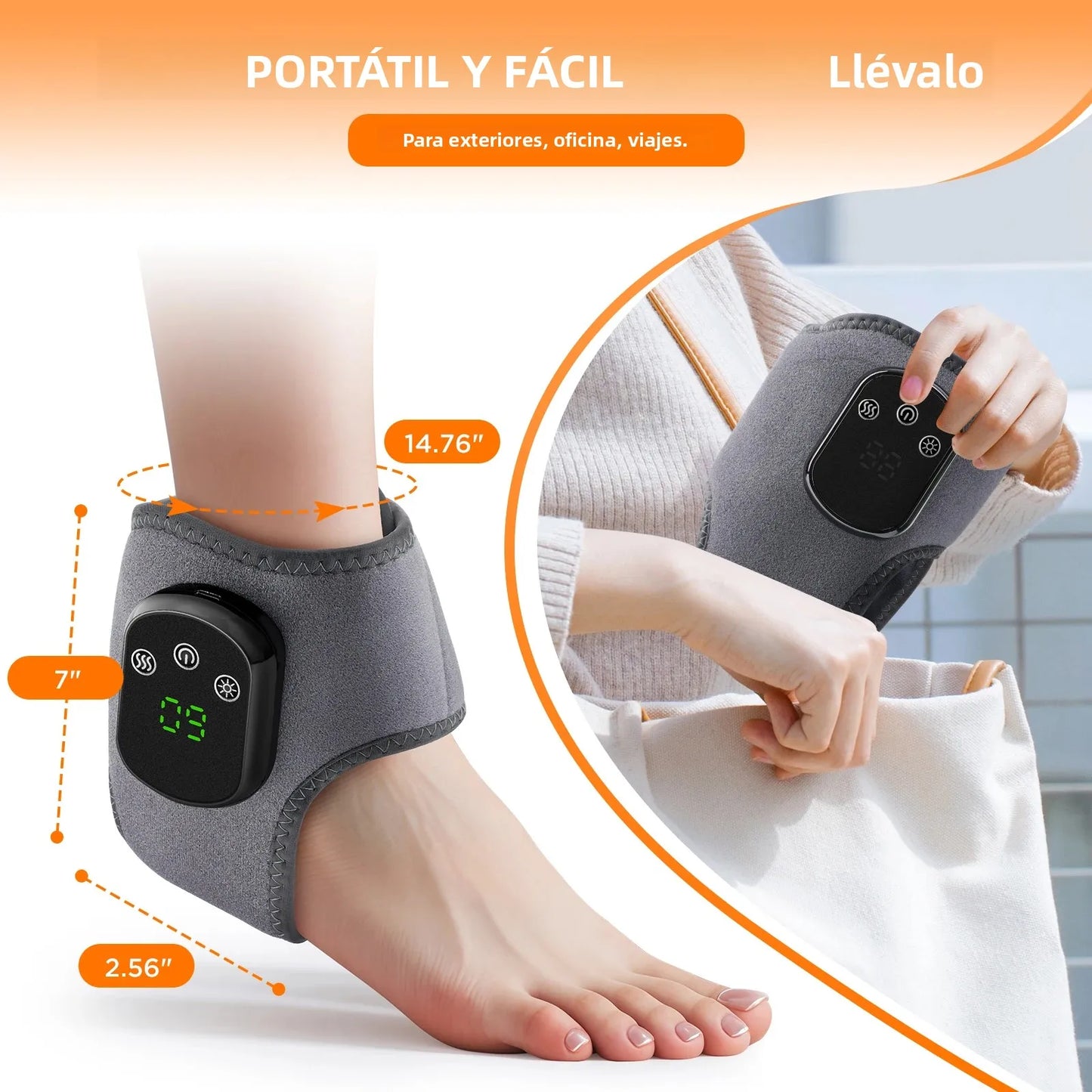Purilite Select FlexTherm™ Electric Ankle & Foot Massager – 5-Level Heat + Vibration Therapy for Pain Relief & Joint Recovery