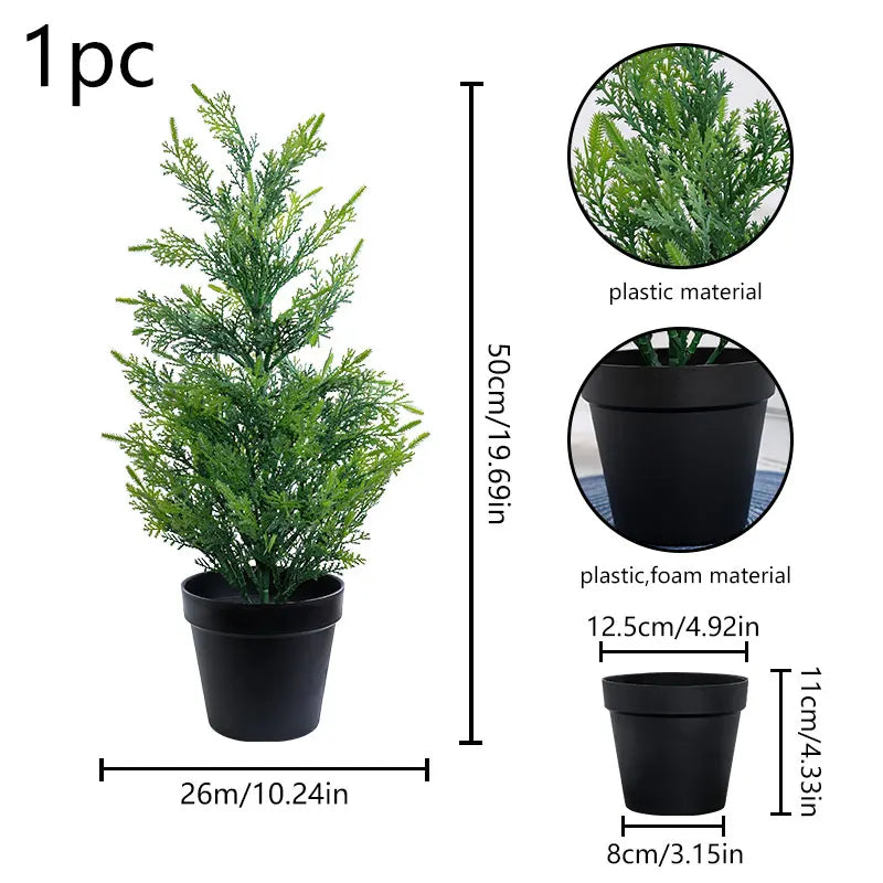 Purilite Select Simulated Pine Grass Potted Plant – Realistic Faux Green Desk Décor for Office Table, Living Room, Porch, Window and Home Garden Decoration - PuriLite