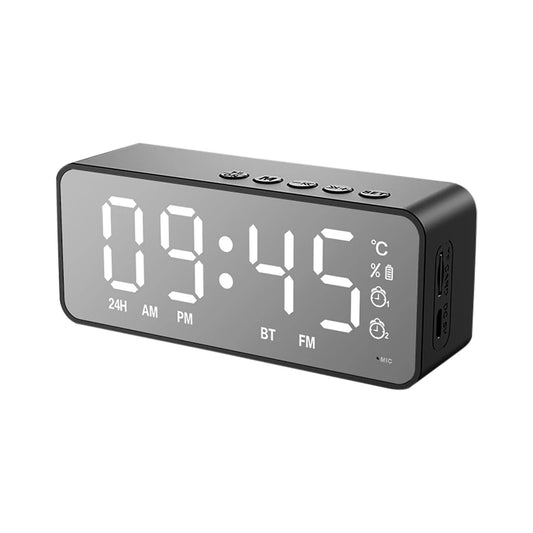 Purilite Select – LED Mirror Digital Alarm Clock with Bluetooth Speaker &amp; FM Radio Multifunctional Desktop Clock | Wireless Audio | USB Rechargeable