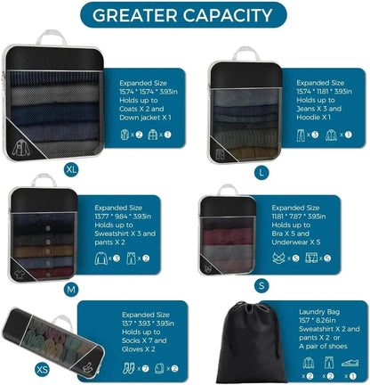 Purilite Select 6-Piece Travel Packing Cubes Set with Shoe Bag, Lightweight Luggage Organizer Bags for Suitcase, Wardrobe & Travel Storage