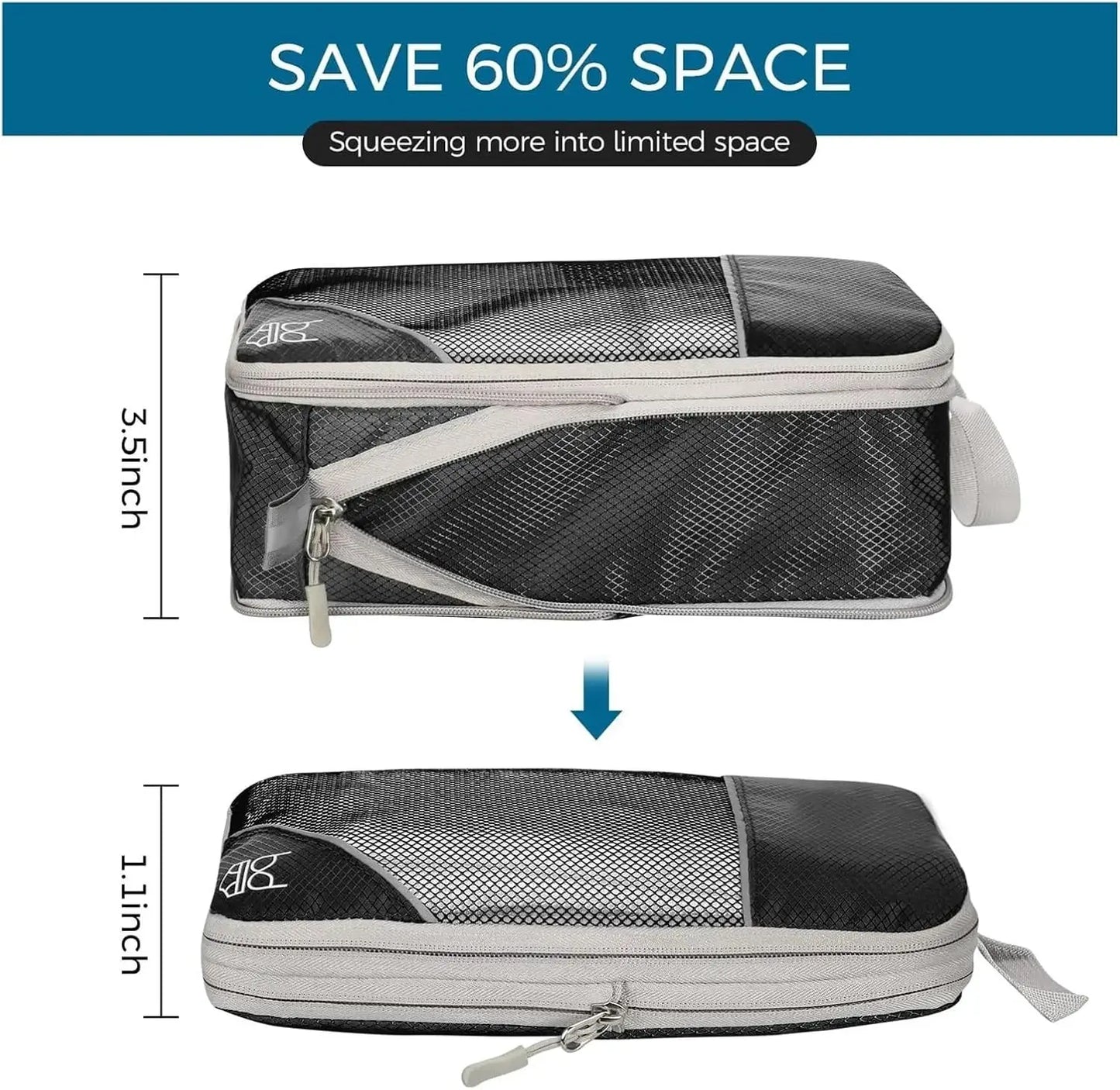 Purilite Select 6-Piece Travel Packing Cubes Set with Shoe Bag, Lightweight Luggage Organizer Bags for Suitcase, Wardrobe & Travel Storage