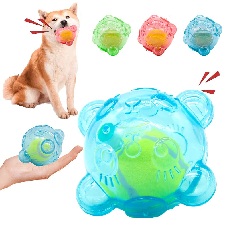 Purilite Select Durable Dog Chew Toy – Cute Bear Head Squeaky Puppy Toy - Teeth-Cleaning Rubber Toy for Small and Large Dogs