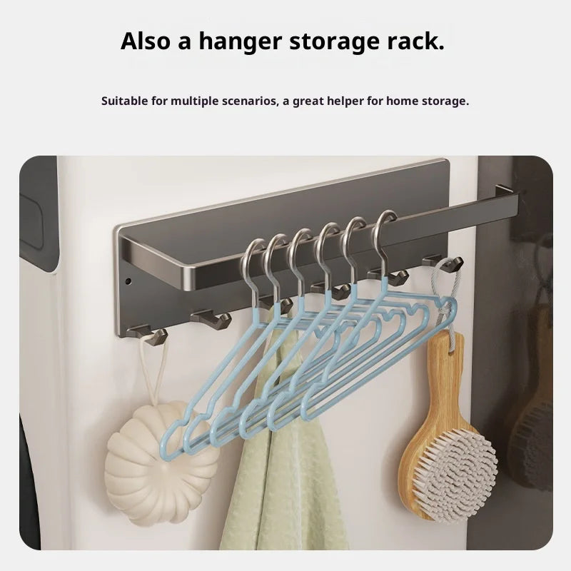 No Drilling Rack 26cm Magnetic Paper Towel Holder for Refrigerator with 6 Hooks Kitchen Roll Holder Wall Mount Fridge Organizer