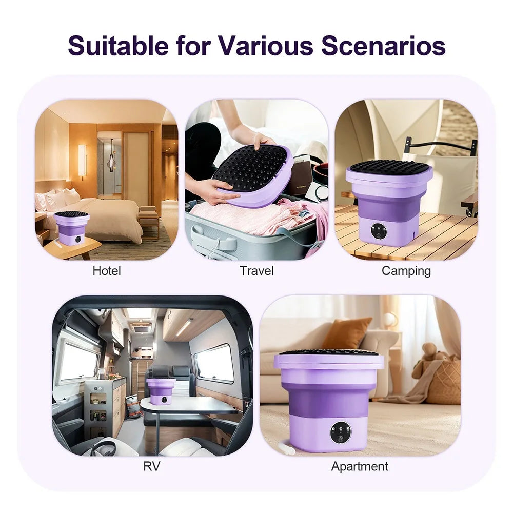 Purilite 6.5L Small Folding Washing Machine Portable Washing Machine