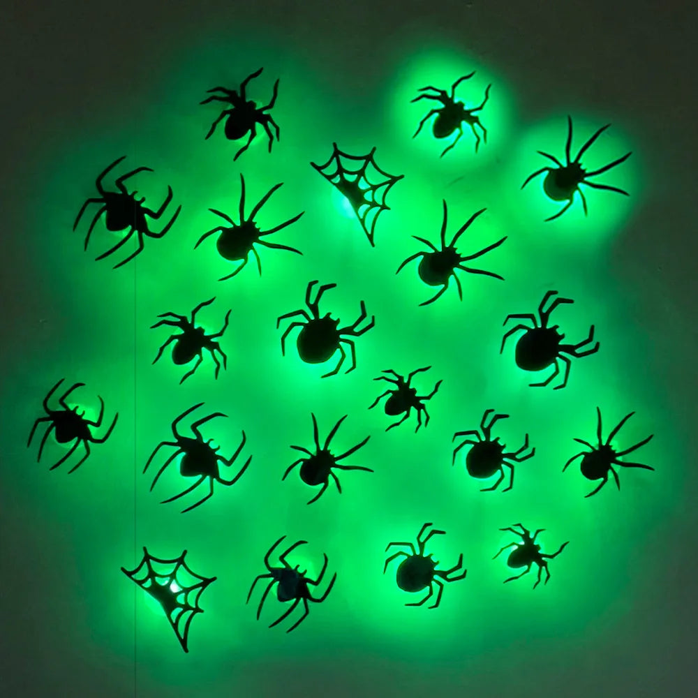 Purilite Select 3D Halloween Bat & Spider Night Light – Purple/Green LED Wall Stickers | Self-Adhesive Spooky Décor for Halloween Party & Home Decoration
