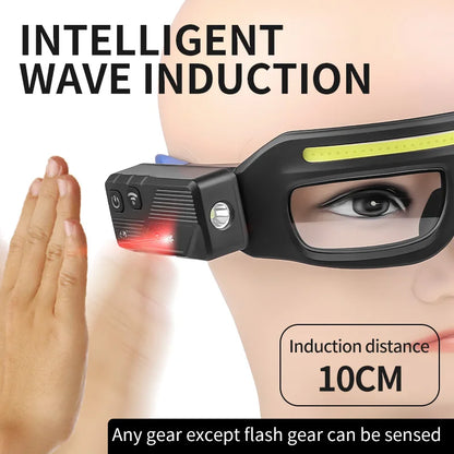 New XTE multifunctional glasses light with Type-C charging, warning headlamp, compact and portable, touch-sensitive headlamp