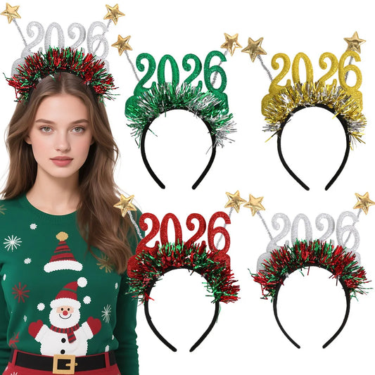 Purilite Select 2026 Christmas Star Color Strip Headband – Creative New Year’s Eve Party Accessory | Festive Digital Holiday Hairband for Women