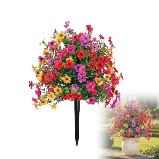 Purilite Select Artificial Petunia Flowers with Ground Stake – Outdoor Faux Blooming Plants for Garden, Yard, Planter, and Porch Decor - PuriLite