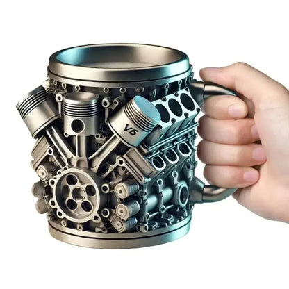 Purilite Select – Handmade V8 Engine-Themed Mug (Resin, Large Capacity, 301–400ml)