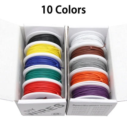 Purilite Select UL1007 PVC Insulated Stranded Wire Kit 30AWG / 28AWG / 26AWG / 24AWG / 22AWG / 20AWG / 18AWG / 16AWG 5-Color Electrical Hook-Up Cable Set