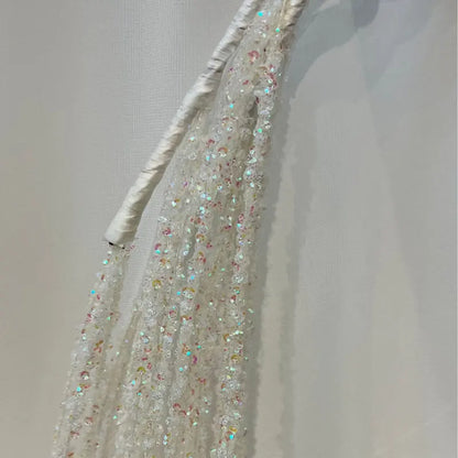 Purilite Select Sequin Glitter Christmas Party Branch Sticks – Elegant White Tassel Wheat Ears for Holiday Décor & Xmas Tree Ornaments