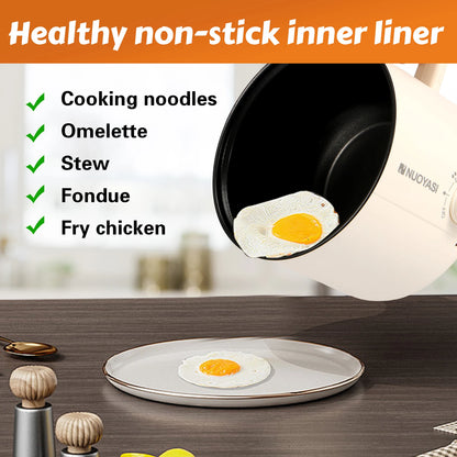 Mini Electric Hot Pot 220V 1.8L UK Round Stock Pot Nonstick Shabu Pot Travel Portable Ramen Cooker College Dorm Room Essentials - PuriLite