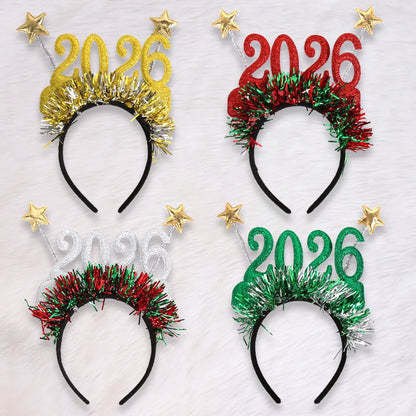 Purilite Select 2026 Christmas Star Color Strip Headband – Creative New Year’s Eve Party Accessory | Festive Digital Holiday Hairband for Women
