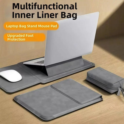 Purilite Select | 3-in-1 Laptop Stand Bag | Waterproof PU Leather Laptop Sleeve Case | Shockproof Notebook Cover with Built-In Stand | 13–16 Inch Laptop Bag for Men & Women