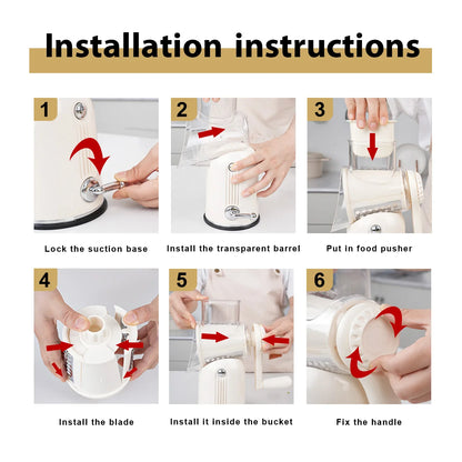 Purilite Select 5-Blade Manual Rotary Vegetable and Fruit Grater Cheese Nut Cutter Multifunctional Kitchen Tool - PuriLite