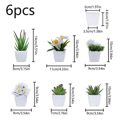 Purilite Select 6PCS Mini Artificial Bonsai Plants – Faux Desktop and Windowsill Decorative Plants for Home, Office, and DIY Crafts - PuriLite