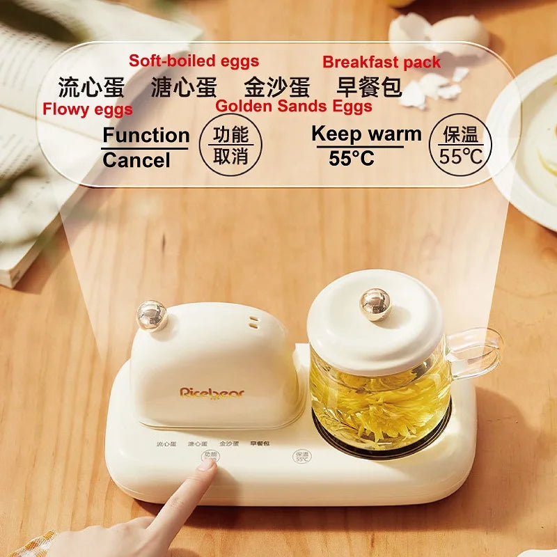 160W Home Smart Egg Cooker Low Power Dormitory Breakfast Machine Multi-function Electric Steamer Portable 55°C Milk Heater 220V - PuriLite