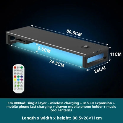🖥️ Purilite Select™ Metal Monitor Riser with Dual-Layer Drawer & Wireless Charging