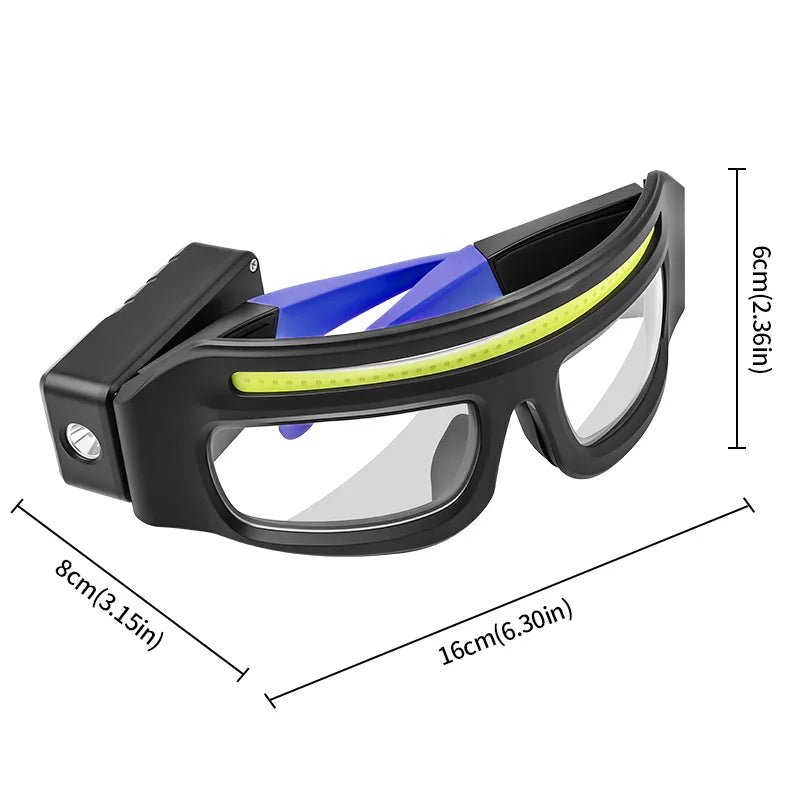 New XTE multifunctional glasses light with Type-C charging, warning headlamp, compact and portable, touch-sensitive headlamp