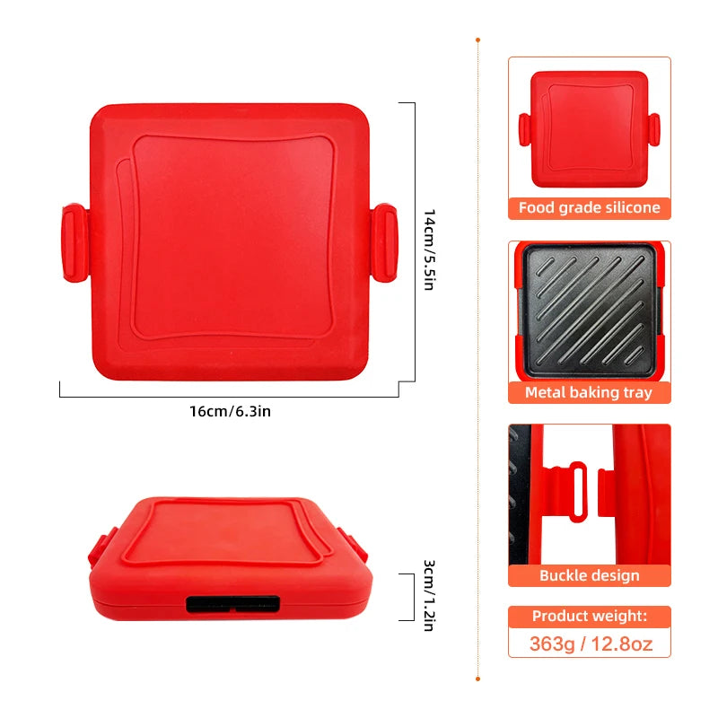 Microwave Toastie Maker with Removable Non-Stick Plates Quick Cooking and Easy Cleaning Silicone Microwaveable Cookware - PuriLite