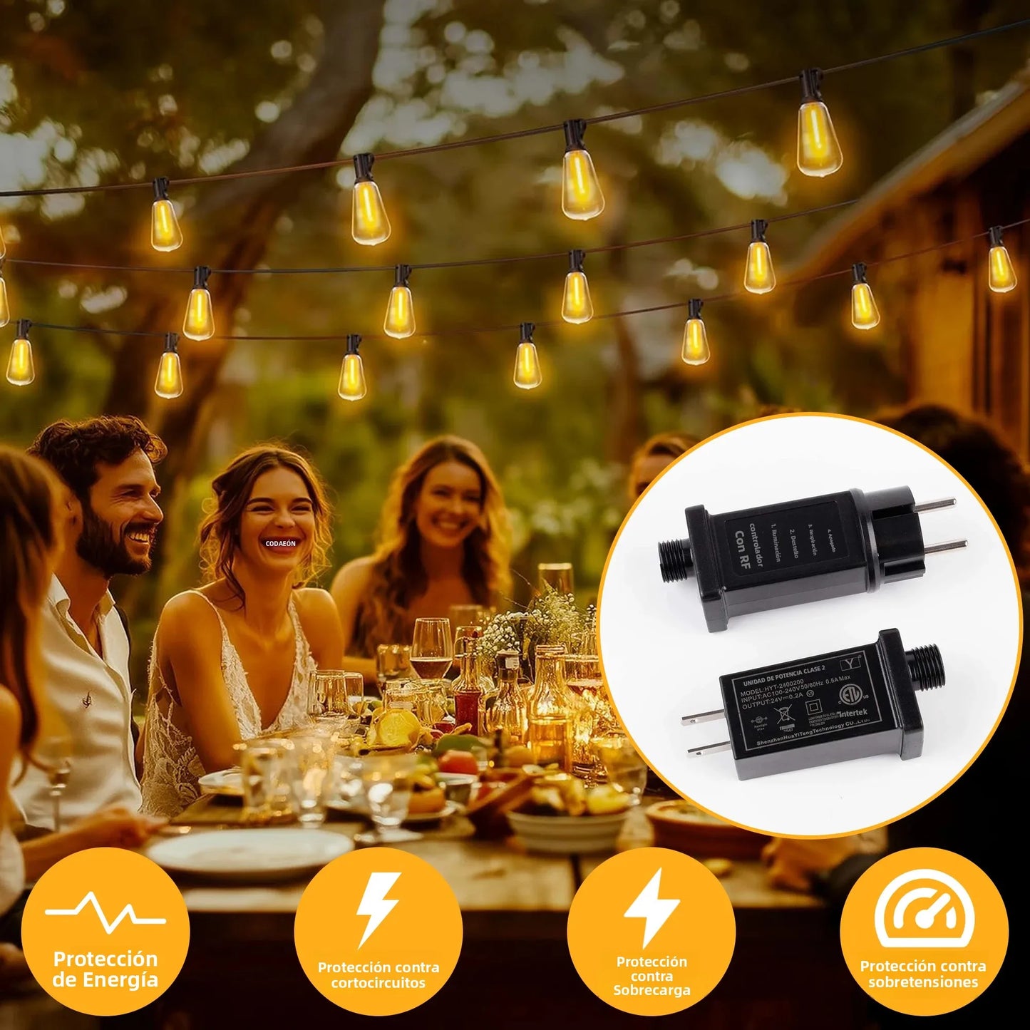 Purilite Select ST38 Outdoor String Lights with Remote Control, Dimmable Warm White 2700K Patio Garden Decorative Lights