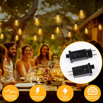 Purilite Select ST38 Outdoor String Lights with Remote Control, Dimmable Warm White 2700K Patio Garden Decorative Lights