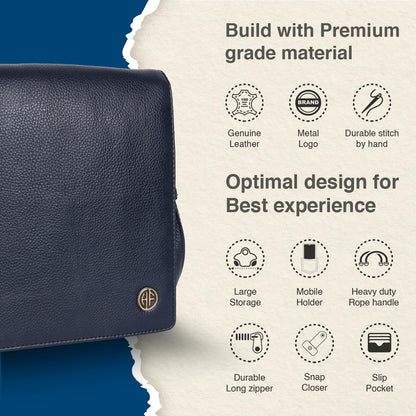 Hammonds SB1159 Premium Cow Leather Men’s Sling Bag | Genuine Cow Leather Crossbody Bag | Stylish & Durable Messenger Bag | Travel & Everyday Use - PuriLite