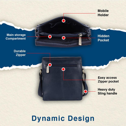 Hammonds SB1159 Premium Cow Leather Men’s Sling Bag | Genuine Cow Leather Crossbody Bag | Stylish & Durable Messenger Bag | Travel & Everyday Use - PuriLite