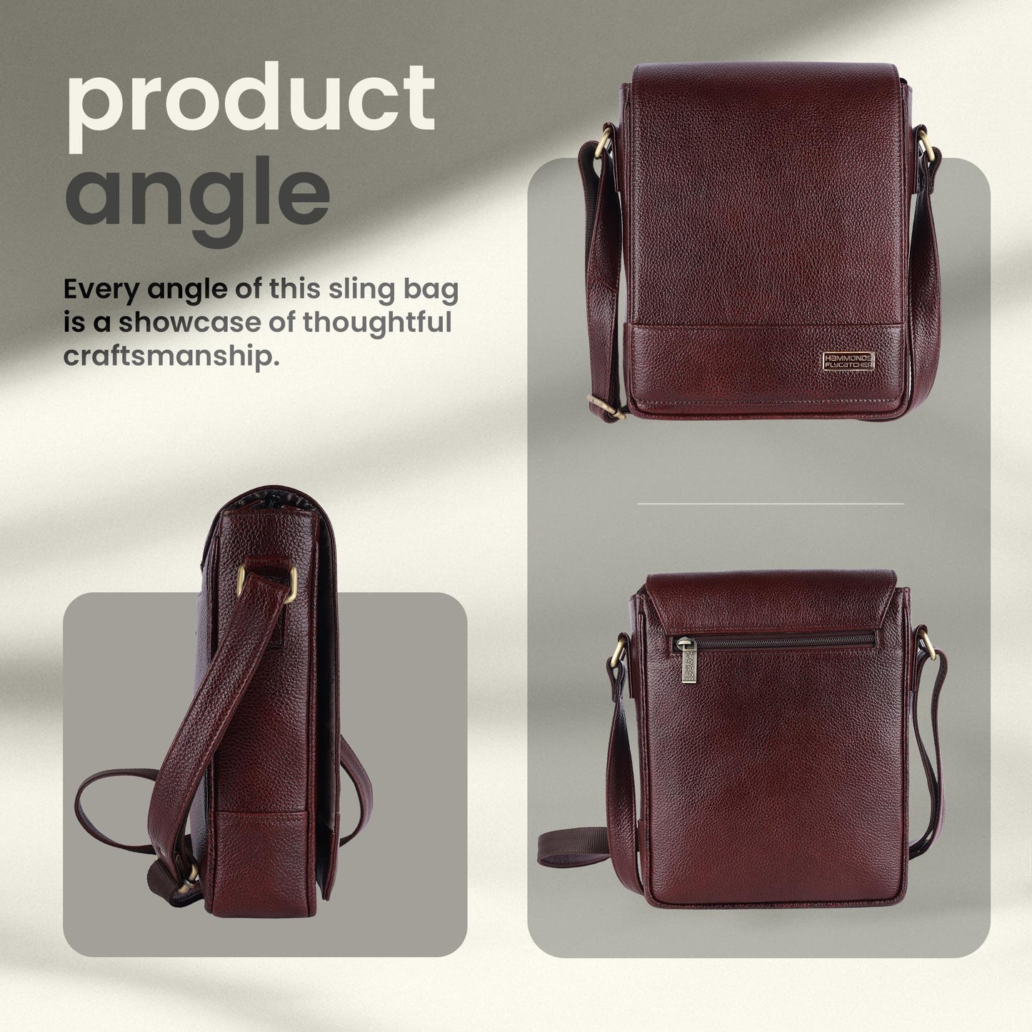 Hammonds SB1160 Premium Cow Leather Men’s Sling Bag | Genuine Cow Leather Crossbody Bag | Stylish & Durable Messenger Bag | Travel & Everyday Use - PuriLite