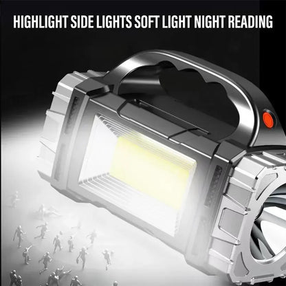 Purilite Select 2024 LED + Solar Rechargeable COB Flashlight – Powerful 15W Searchlight, Portable Power Bank Torch for Outdoor & Camping