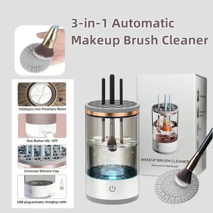 Purilite Select Electric Makeup Brush Cleaner – Quick-Clean USB Cosmetic Brush Cleaner – USB Plug-In Makeup Brush Cleaner with Rubber Bowl