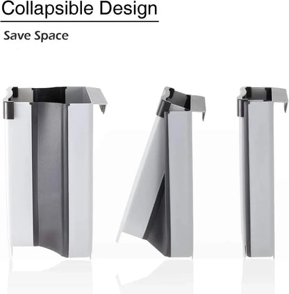 Purilite Select Collapsible Wall Mounted Trash Can - 7L/10L Slim Folding Waste Bin with Built-In Bag Holder for Kitchen and Bathroom