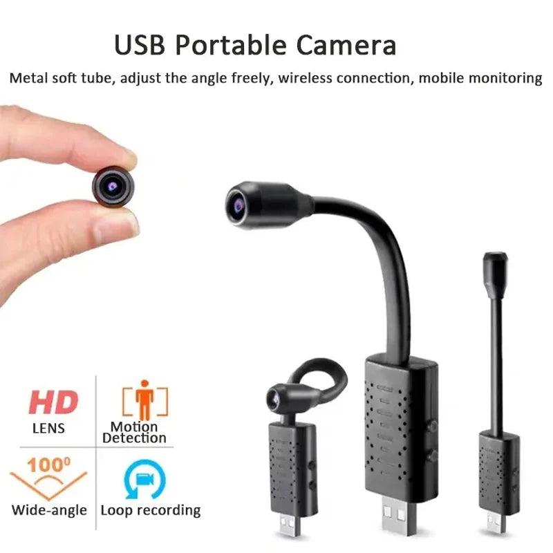 Purilite Select Mini WiFi Security Camera with Motion Detection, Flexible Lens Cable, USB Powered HD Indoor Monitoring Device