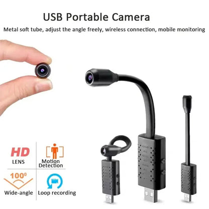Purilite Select Mini WiFi Security Camera with Motion Detection, Flexible Lens Cable, USB Powered HD Indoor Monitoring Device
