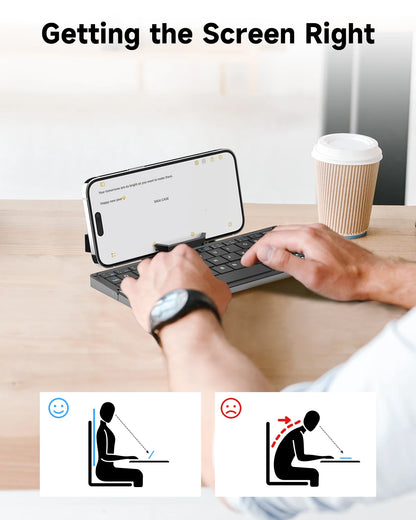 Purilite Select Portable Foldable Bluetooth Keyboard Wireless Mini Keypad with Hidden Stand for Phone Tablet Laptop - PuriLite