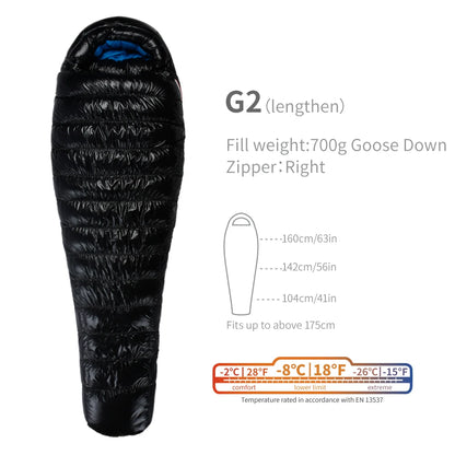 Purilite Select Lightweight Goose Down Sleeping Bag | 800FP Backpacking Winter Camping Mummy Sleeping Bag