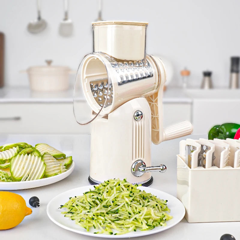 Purilite Select 5-Blade Manual Rotary Vegetable and Fruit Grater Cheese Nut Cutter Multifunctional Kitchen Tool - PuriLite