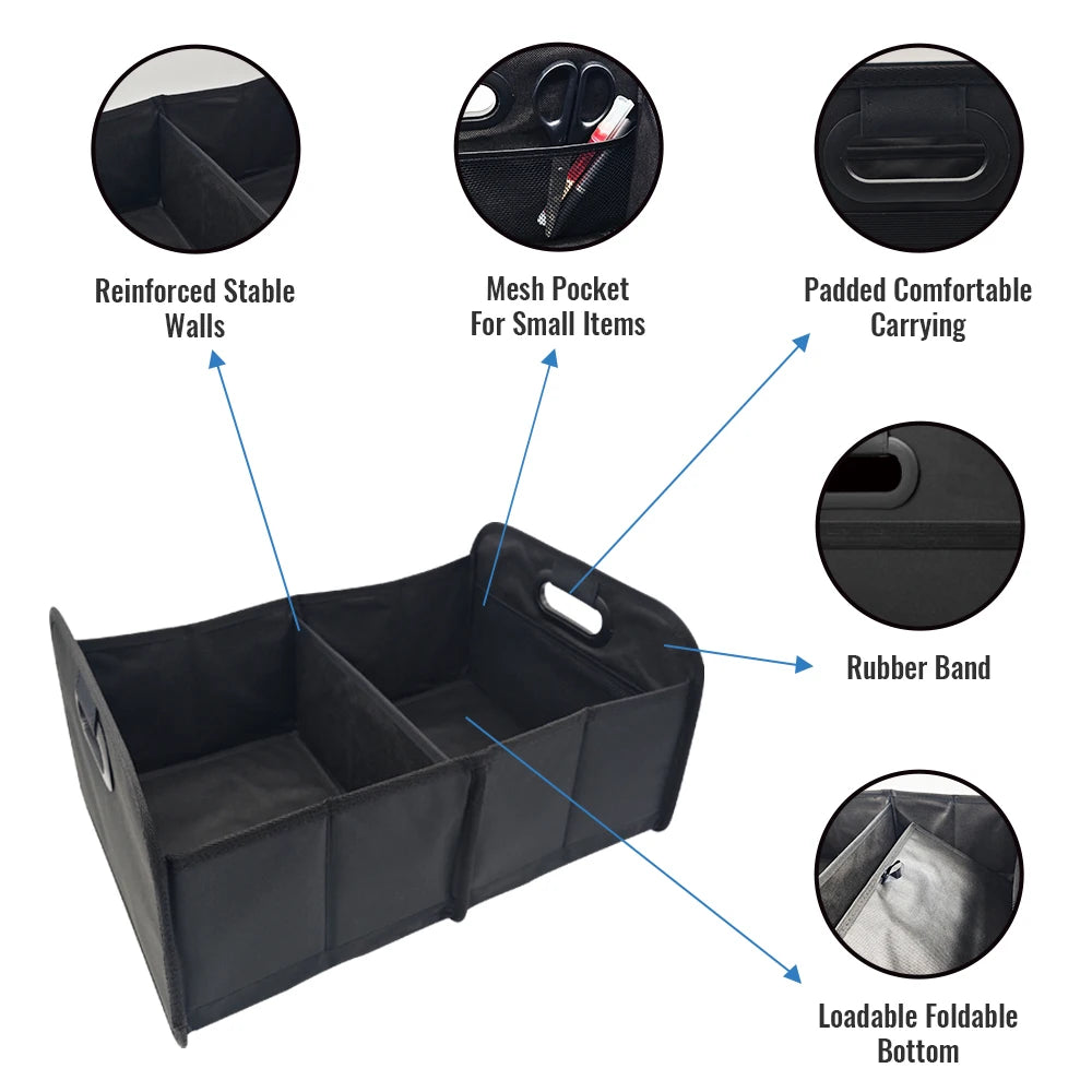 Purilite Select Foldable Car Trunk Organizer Storage Box for SUV, Portable Camping Storage Bin, Multi-Purpose Space Saving Cargo Organizer