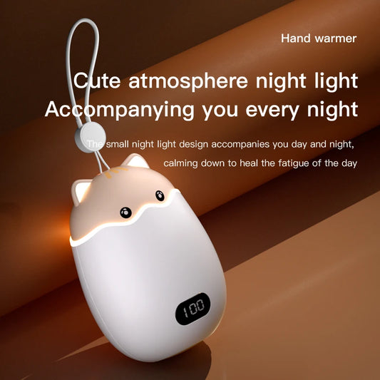 Purilite Select 2-in-1 Rechargeable Hand Warmer & Power Bank – Cute Cat Design with Digital Display | 3000mAh - PuriLite