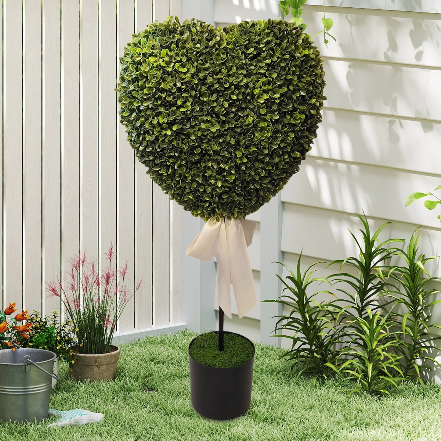 Purilite Select 29 Inch Heart Shaped Faux Boxwood Topiary Tree with Pot – Romantic Artificial Greenery Plant for Wedding, Valentine’s Day, Anniversary and Home Garden Décor - PuriLite