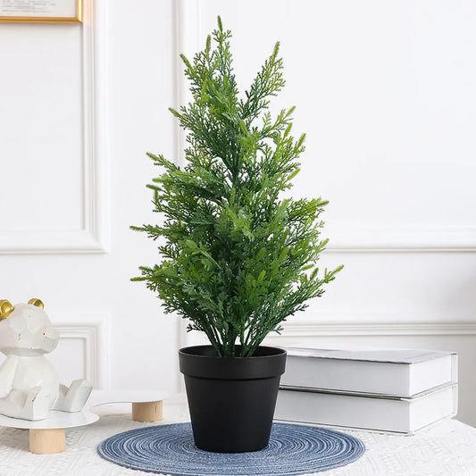 Purilite Select Simulated Pine Grass Potted Plant – Realistic Faux Green Desk Décor for Office Table, Living Room, Porch, Window and Home Garden Decoration - PuriLite