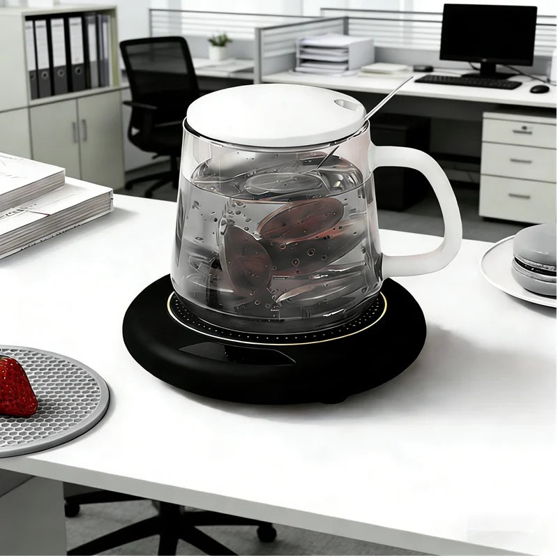 USB Thermostatic Heating Coaster for Home 3-Speed Adjustable Constant Temperature 55-65-75 Degrees Cappuccino Warmer - PuriLite
