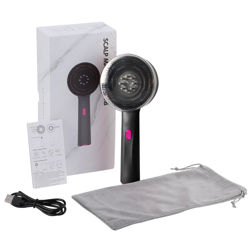 Purilite Select Electric Scalp Massage Comb with 630nm Infrared Light Therapy, Rechargeable Hair Care Massager and Scalp Oil Applicator - PuriLite