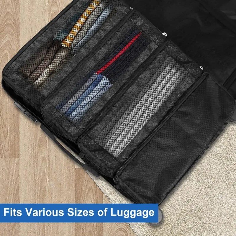Purilite Select Hanging Suitcase Organizer, High-Capacity Collapsible Travel Packing Cube with Shelves for Clothes, Toiletries & Luggage Storage